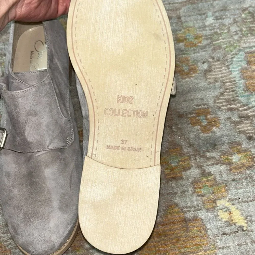 Oca loca grey suede double buckle dress shoes big boy sz 37 designer made in Spa